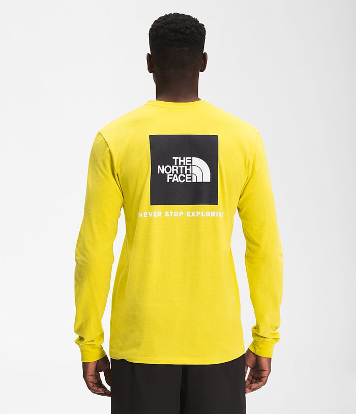 The North Face T-Shirts Long Sleeve Box NSE Yellow - Mens - Thailand OSYVZ-6207